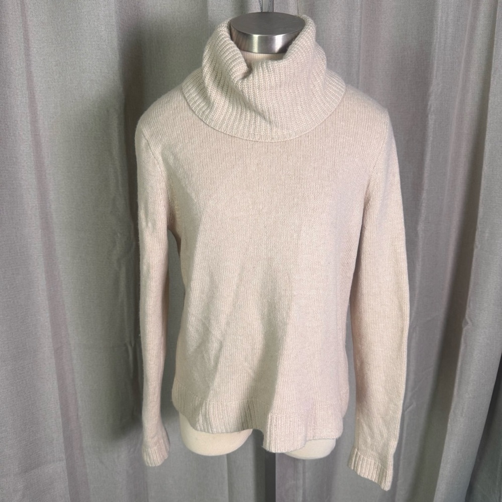 J CREW Cream Turtleneck Wool Blend Sweater